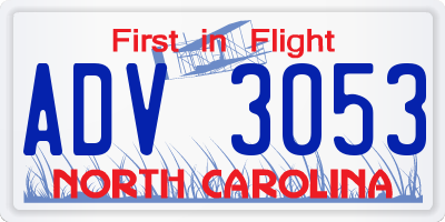 NC license plate ADV3053