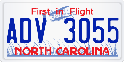 NC license plate ADV3055