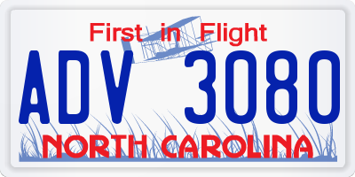 NC license plate ADV3080