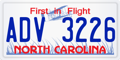 NC license plate ADV3226