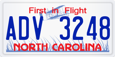 NC license plate ADV3248