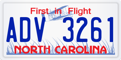 NC license plate ADV3261