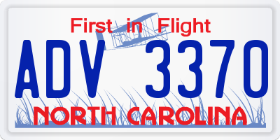 NC license plate ADV3370