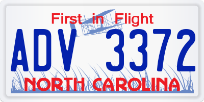 NC license plate ADV3372