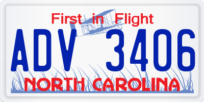 NC license plate ADV3406