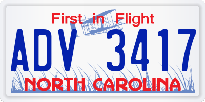 NC license plate ADV3417
