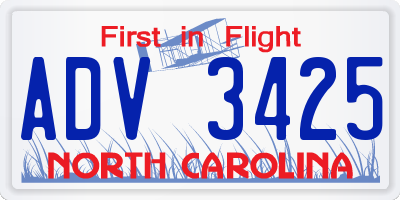 NC license plate ADV3425