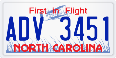 NC license plate ADV3451