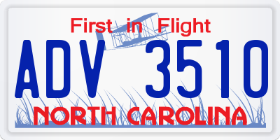 NC license plate ADV3510