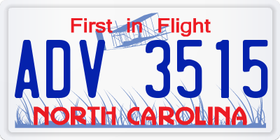 NC license plate ADV3515
