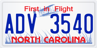 NC license plate ADV3540