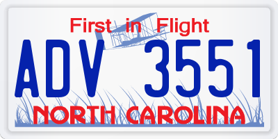 NC license plate ADV3551