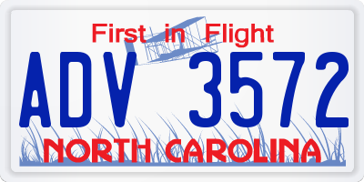 NC license plate ADV3572