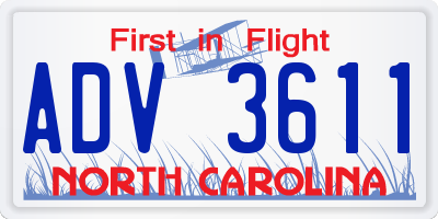 NC license plate ADV3611