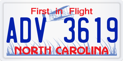 NC license plate ADV3619