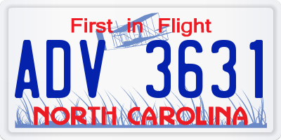 NC license plate ADV3631