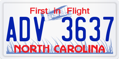 NC license plate ADV3637