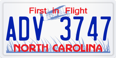 NC license plate ADV3747