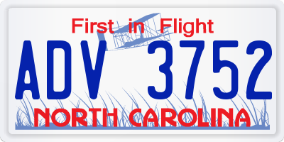 NC license plate ADV3752