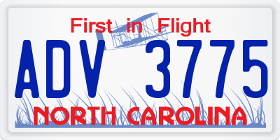 NC license plate ADV3775