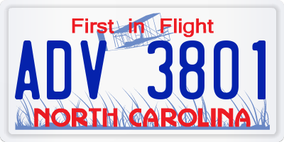 NC license plate ADV3801
