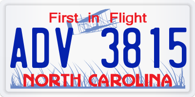 NC license plate ADV3815