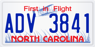 NC license plate ADV3841