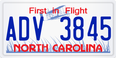 NC license plate ADV3845