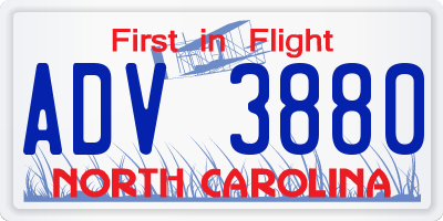 NC license plate ADV3880