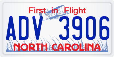 NC license plate ADV3906