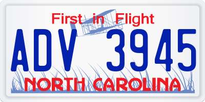 NC license plate ADV3945