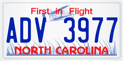 NC license plate ADV3977