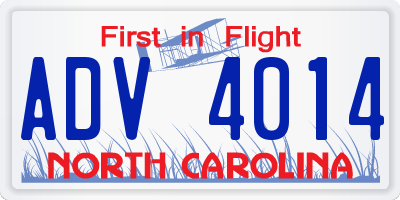 NC license plate ADV4014