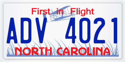 NC license plate ADV4021