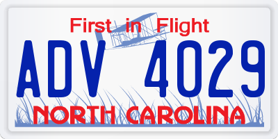 NC license plate ADV4029