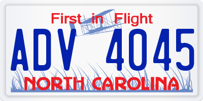 NC license plate ADV4045