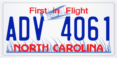 NC license plate ADV4061