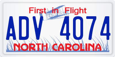 NC license plate ADV4074