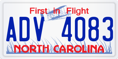 NC license plate ADV4083