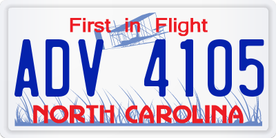 NC license plate ADV4105