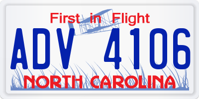 NC license plate ADV4106