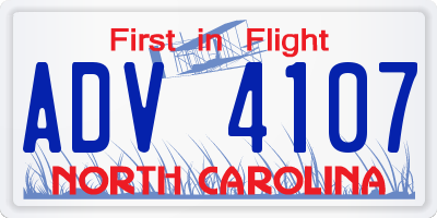 NC license plate ADV4107