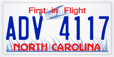 NC license plate ADV4117