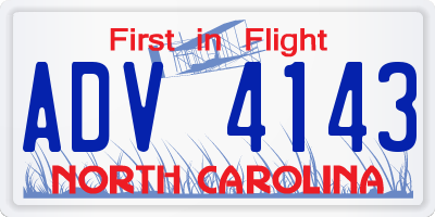 NC license plate ADV4143