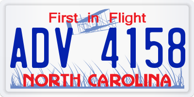 NC license plate ADV4158