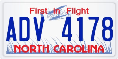NC license plate ADV4178
