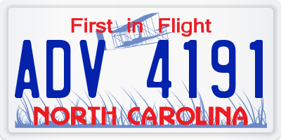 NC license plate ADV4191