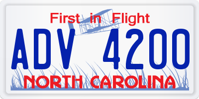 NC license plate ADV4200