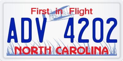 NC license plate ADV4202