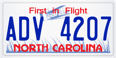 NC license plate ADV4207